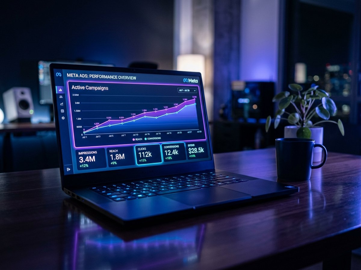 Meta Ads Campaign Performance Dashboard command center with growth analytics